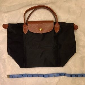 Longchamp Le Pliage Black Small Tote- Short Handles